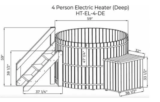 Classic Cedar Hot Tub - Electric  Heater  5'W X 4'H (4 Person Deep) - Image 11