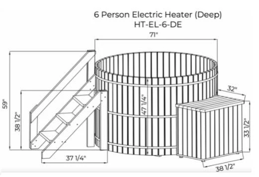 Classic Cedar Hot Tub - Electric  Heater  6'W X 4'H (6 Person Deep) - Image 12