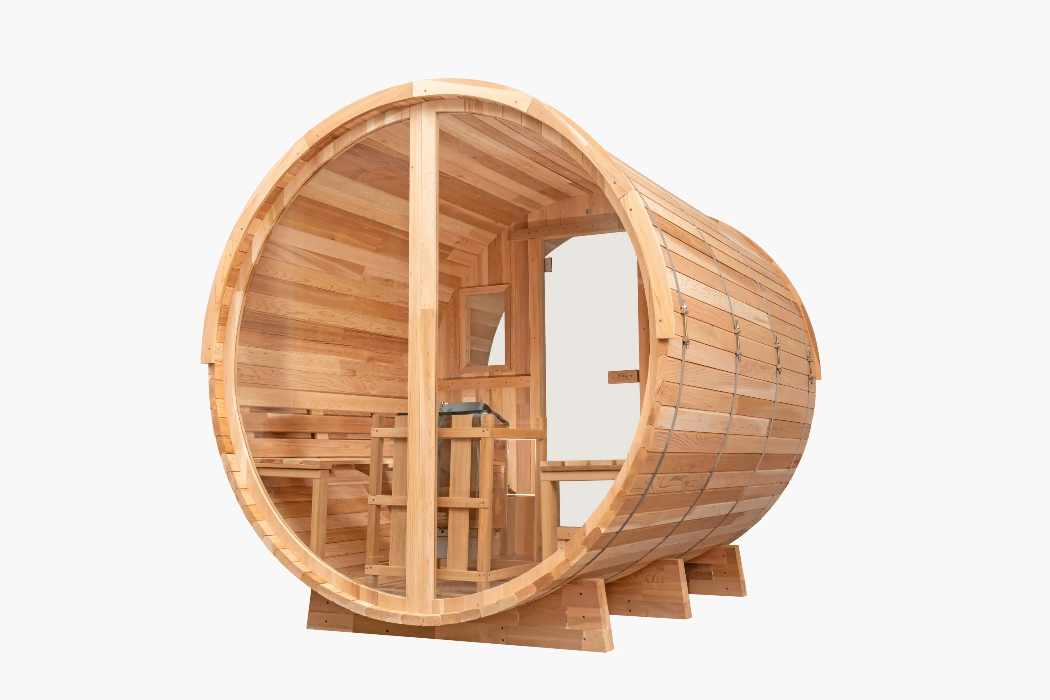 8 Ft Classic Cedar Scenic View Barrel Sauna - 6-8 Person - Image 15