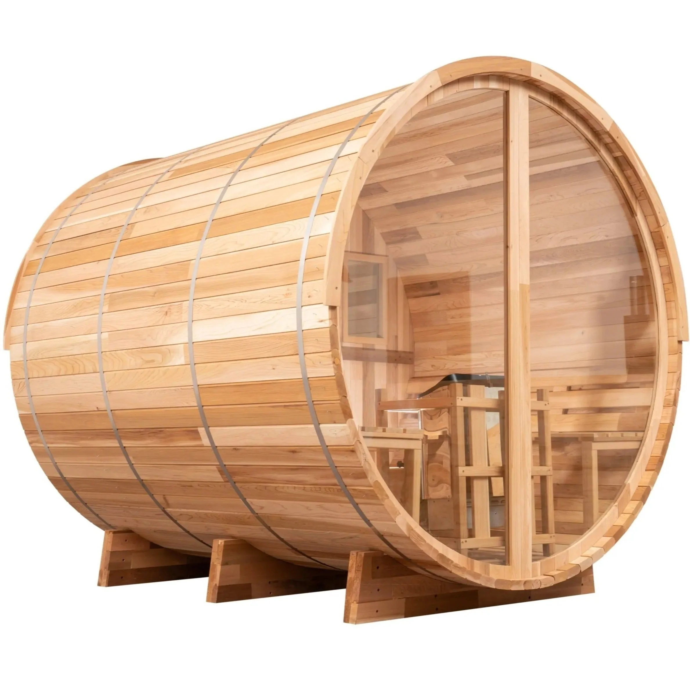 8 Ft Classic Cedar Scenic View Barrel Sauna - 6-8 Person - Image 16