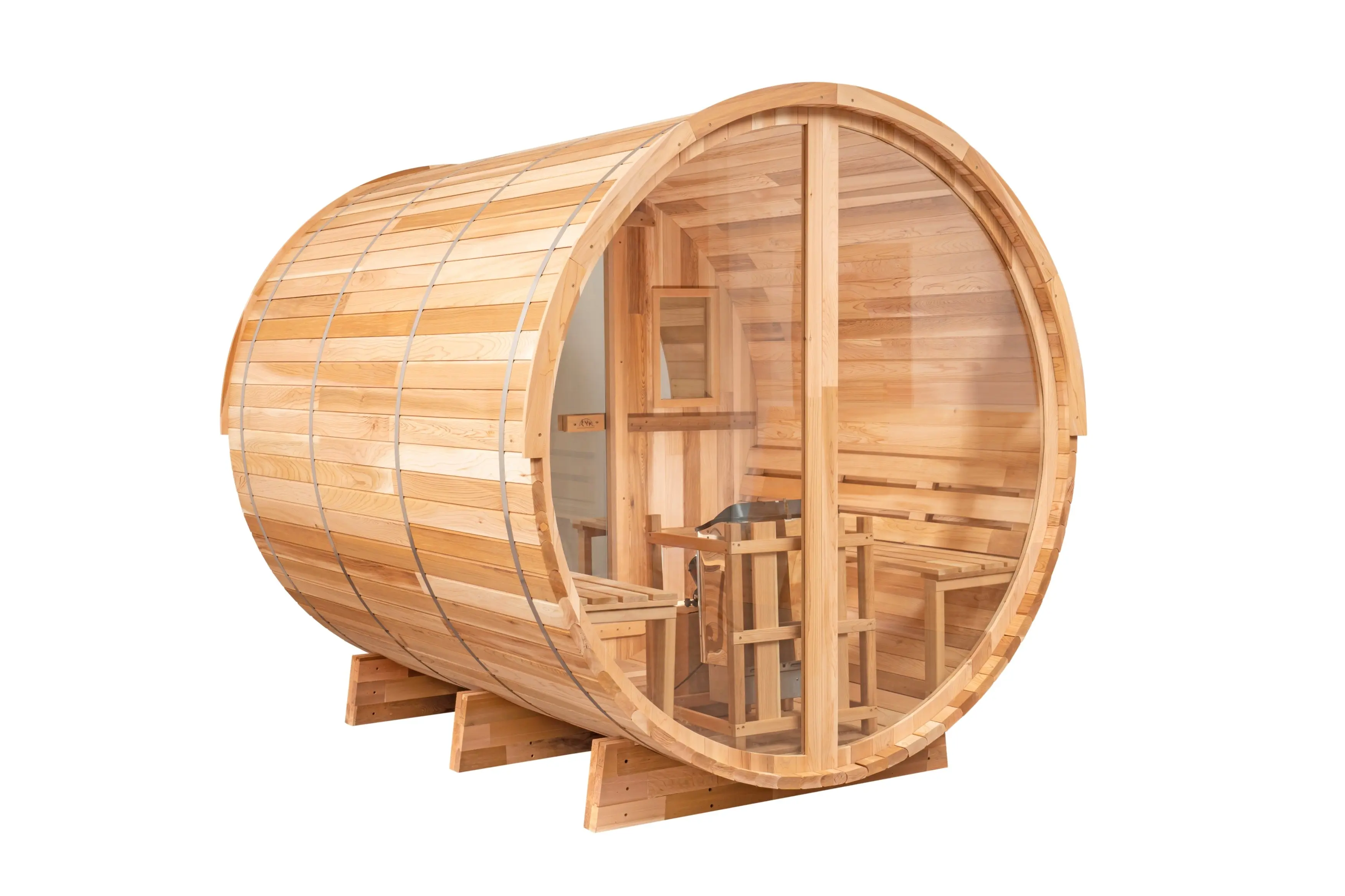8 Ft Classic Cedar Scenic View Barrel Sauna - 6-8 Person - Image 17