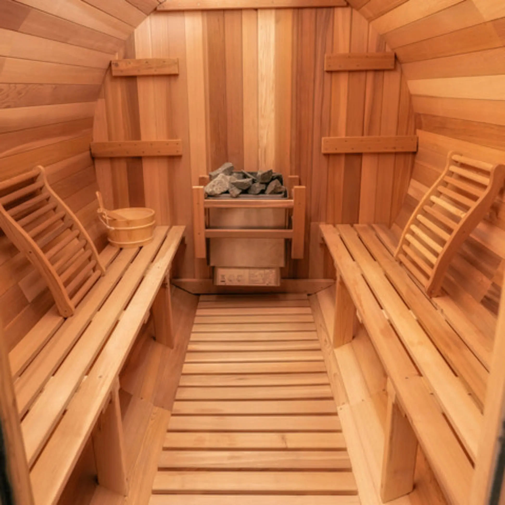8 FT Classic Red Cedar Barrel Sauna - 6-8 Person - Image 10