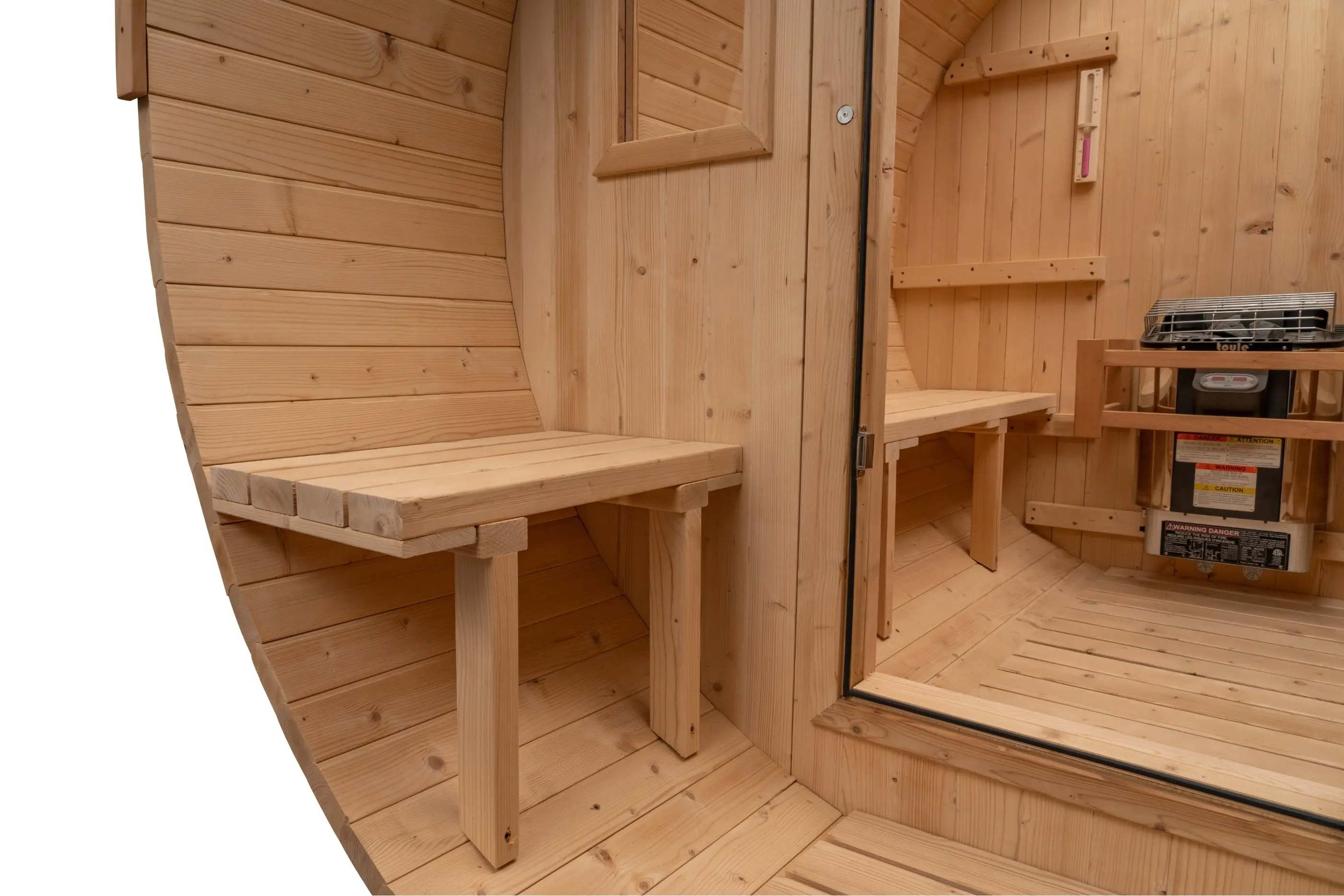 8 FT Classic Thermowood Barrel Sauna with Porch - 4-6 Person - Image 20