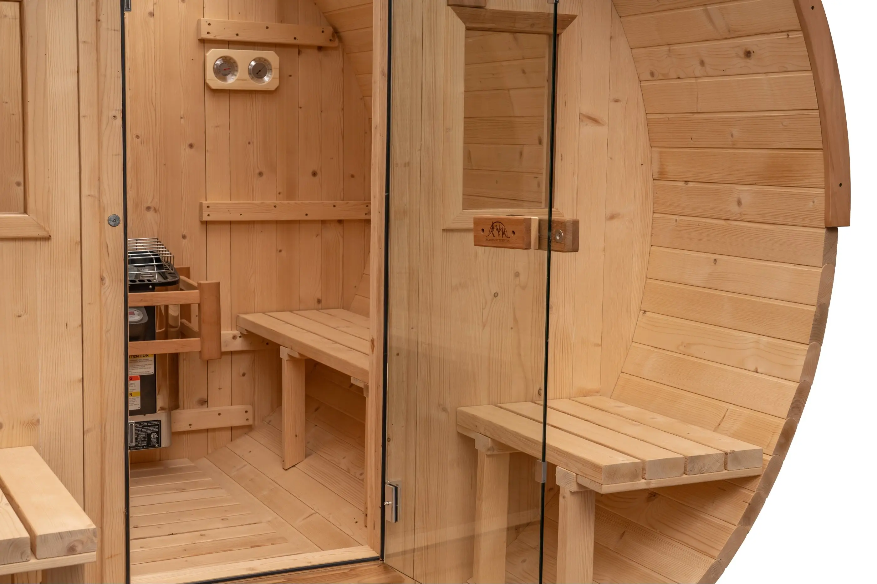 8 FT Classic Thermowood Barrel Sauna with Porch - 4-6 Person - Image 21