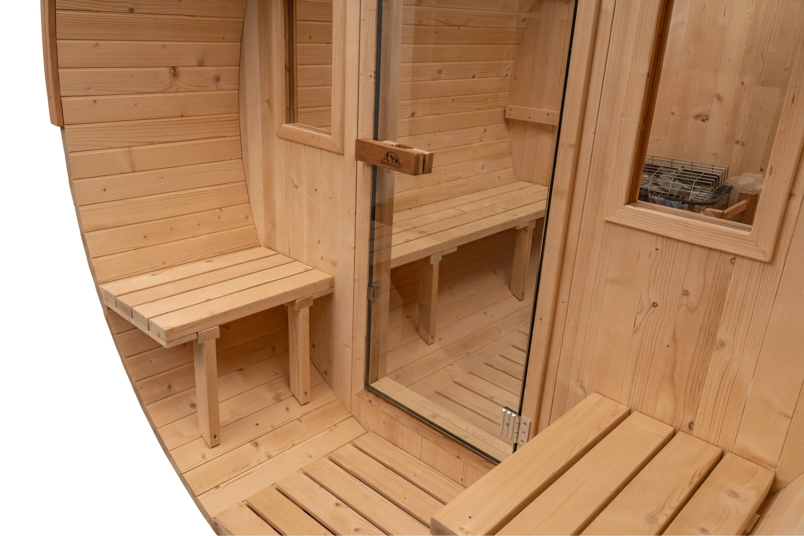 8 FT Classic Thermowood Barrel Sauna with Porch - 4-6 Person - Image 24