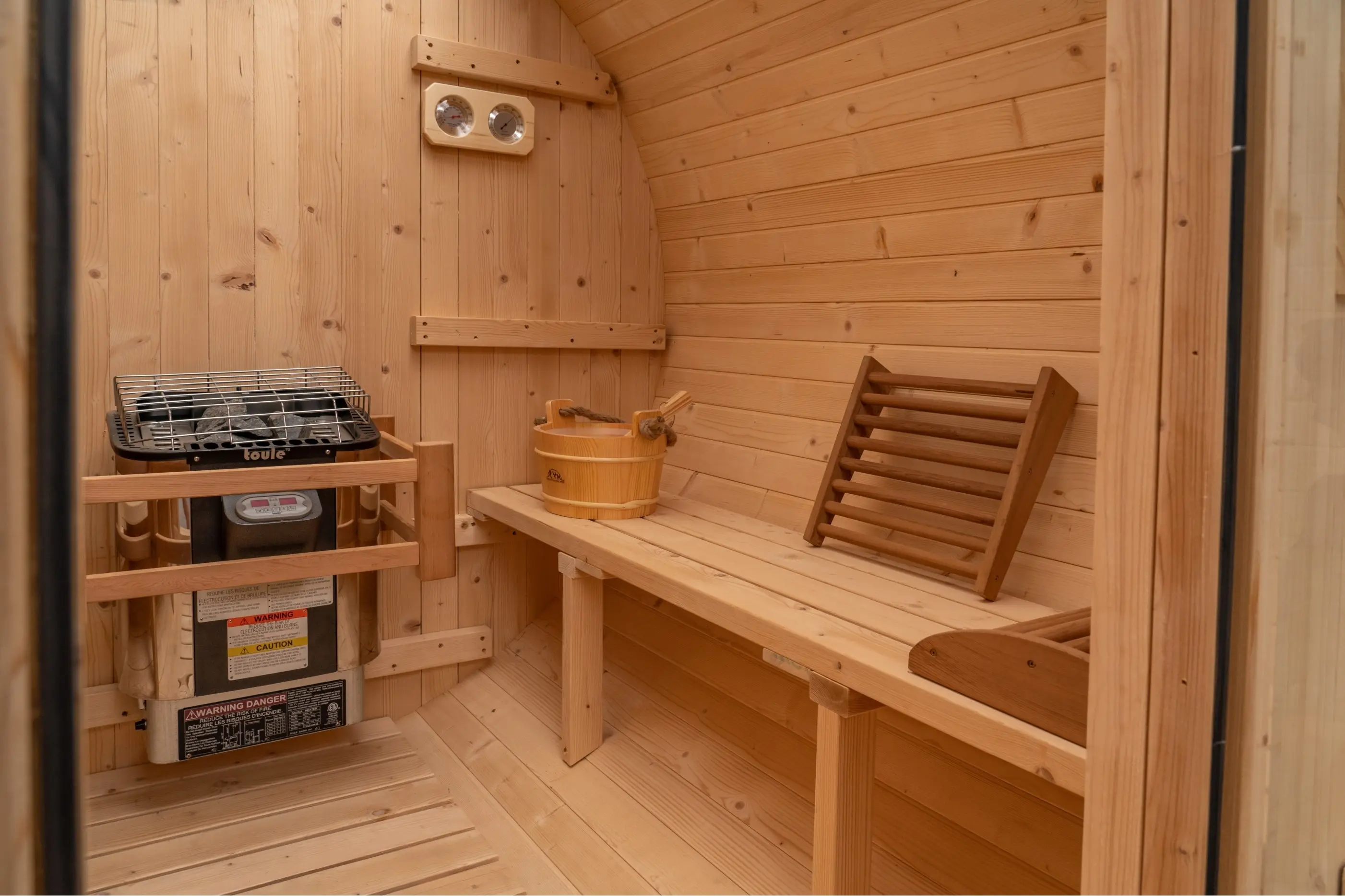 8 FT Classic Thermowood Barrel Sauna with Porch - 4-6 Person - Image 29