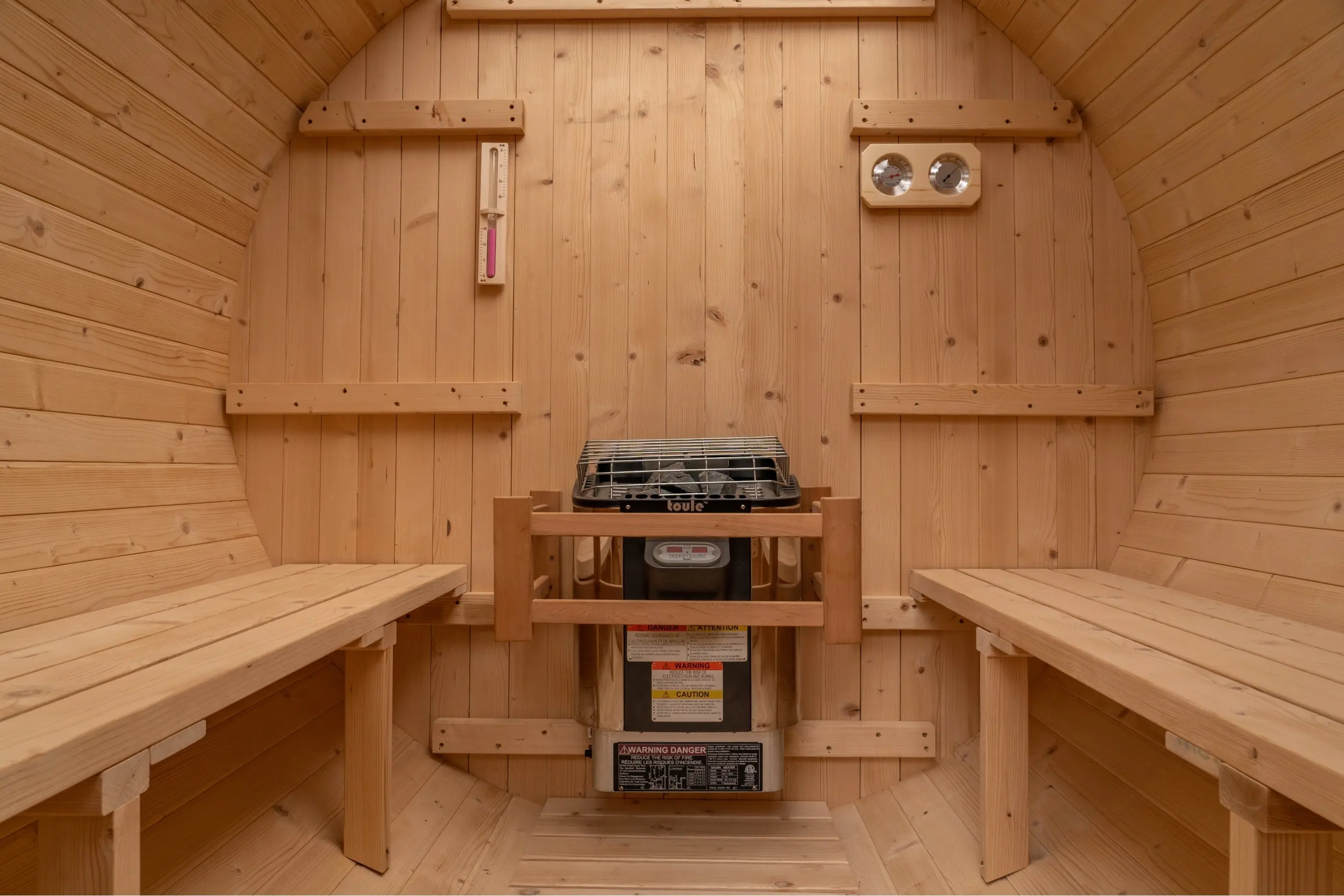 8 FT Classic Thermowood Barrel Sauna with Porch - 4-6 Person - Image 3