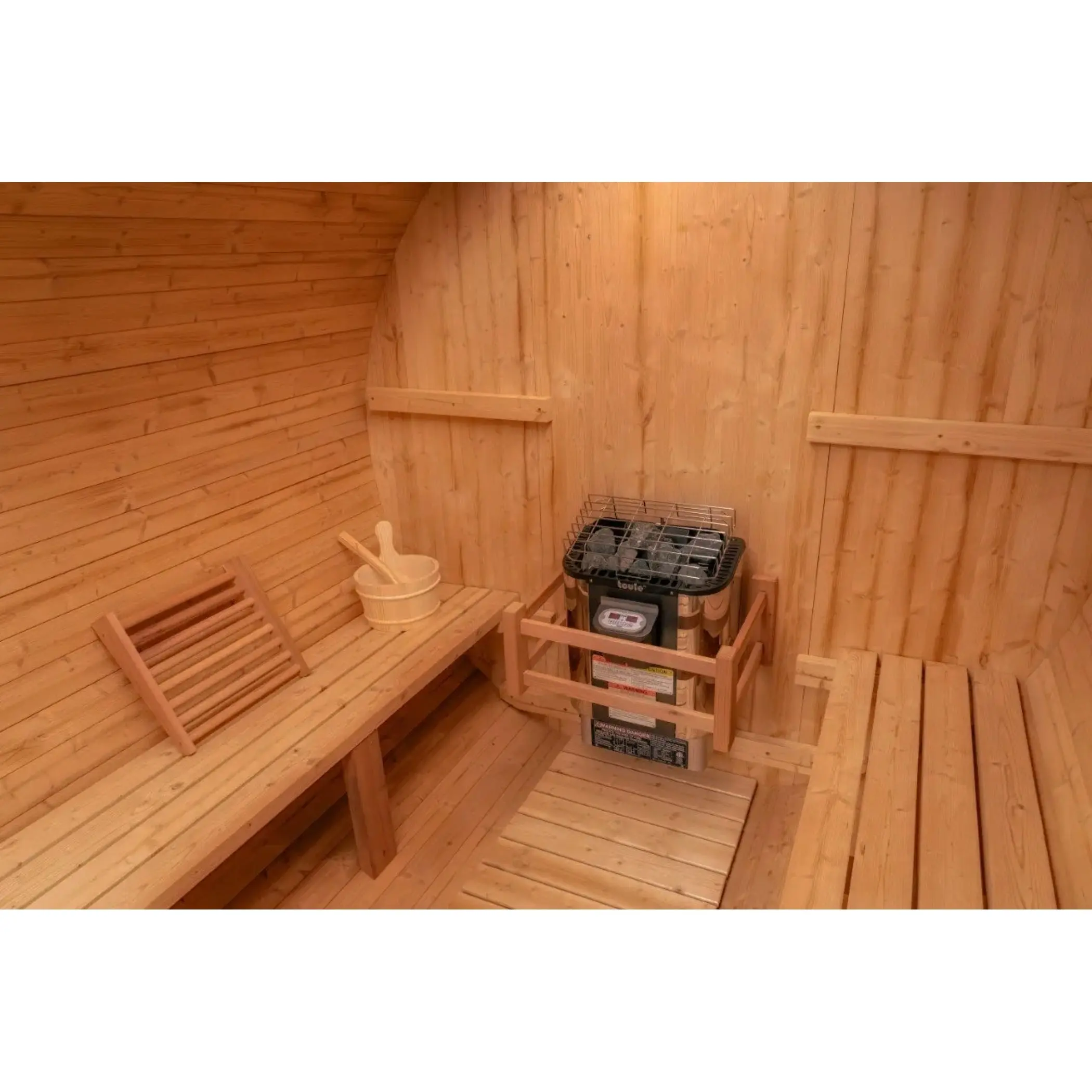 8 FT Classic Thermowood Barrel Sauna with Porch - 4-6 Person - Image 7