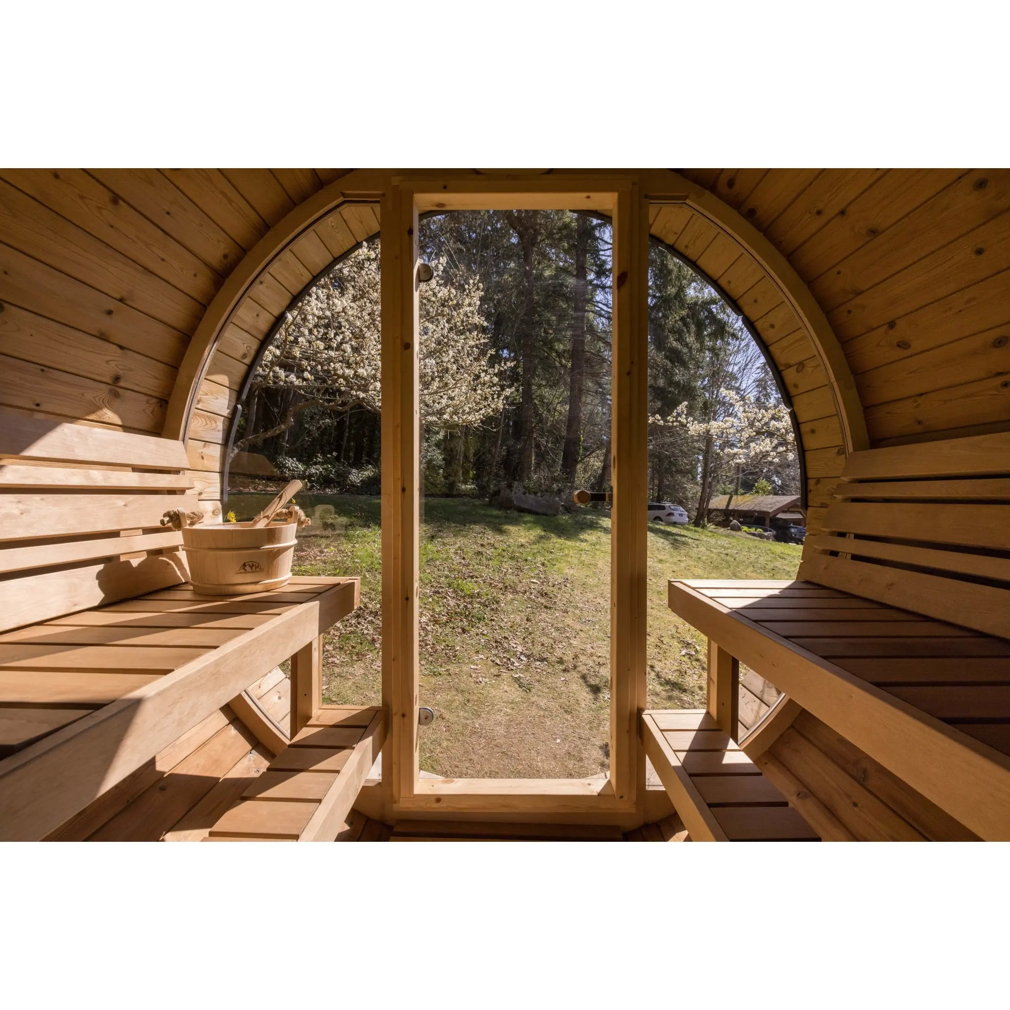 8 FT Thermowood Scenic View Barrel Sauna - 6 Person (Extra Wide) - Image 15