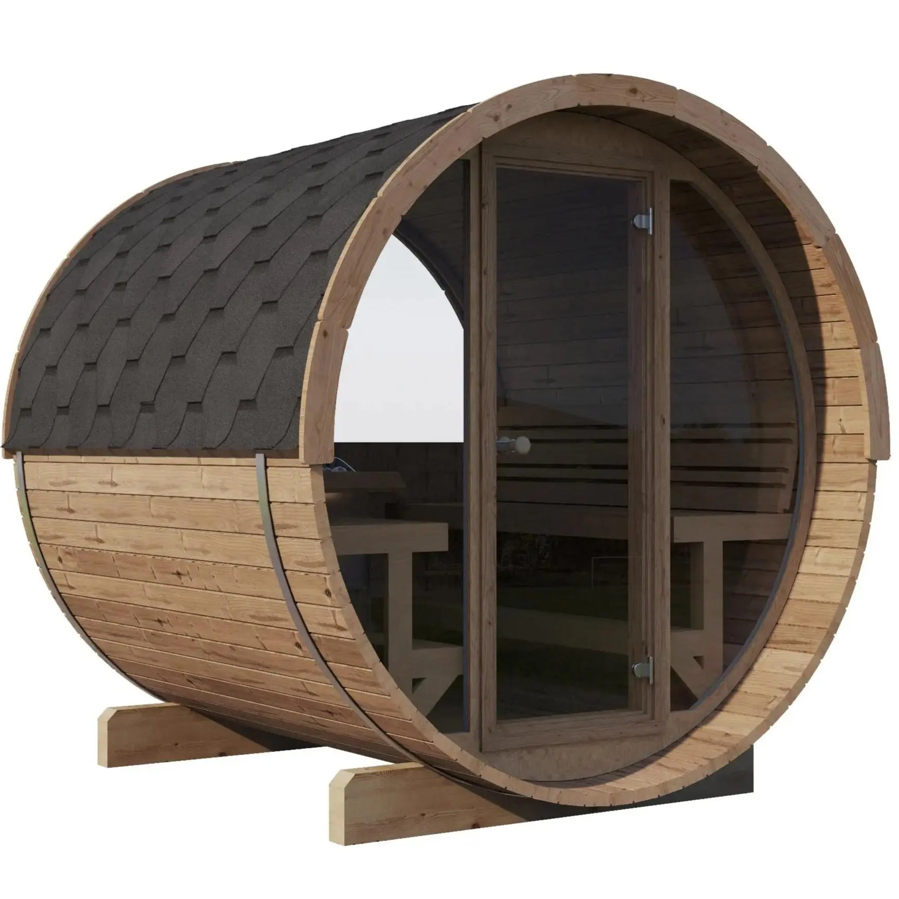 8 FT Thermowood Scenic View Barrel Sauna - 6 Person (Extra Wide) - Image 21