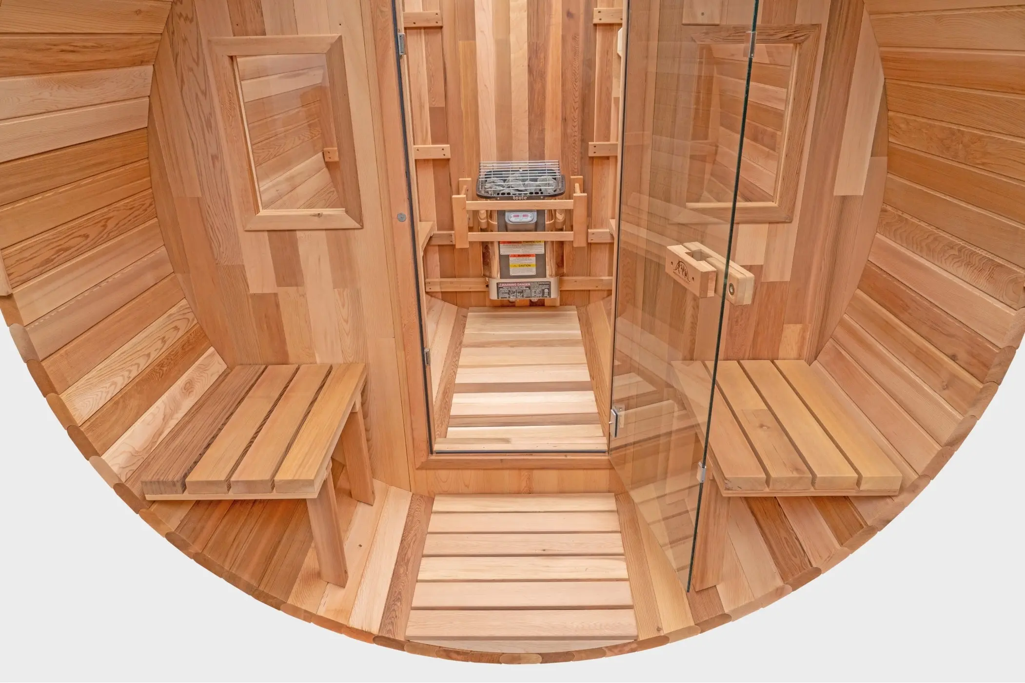 8 FT Classic Red Cedar Barrel Sauna with Porch - 4-6 Person - Image 12