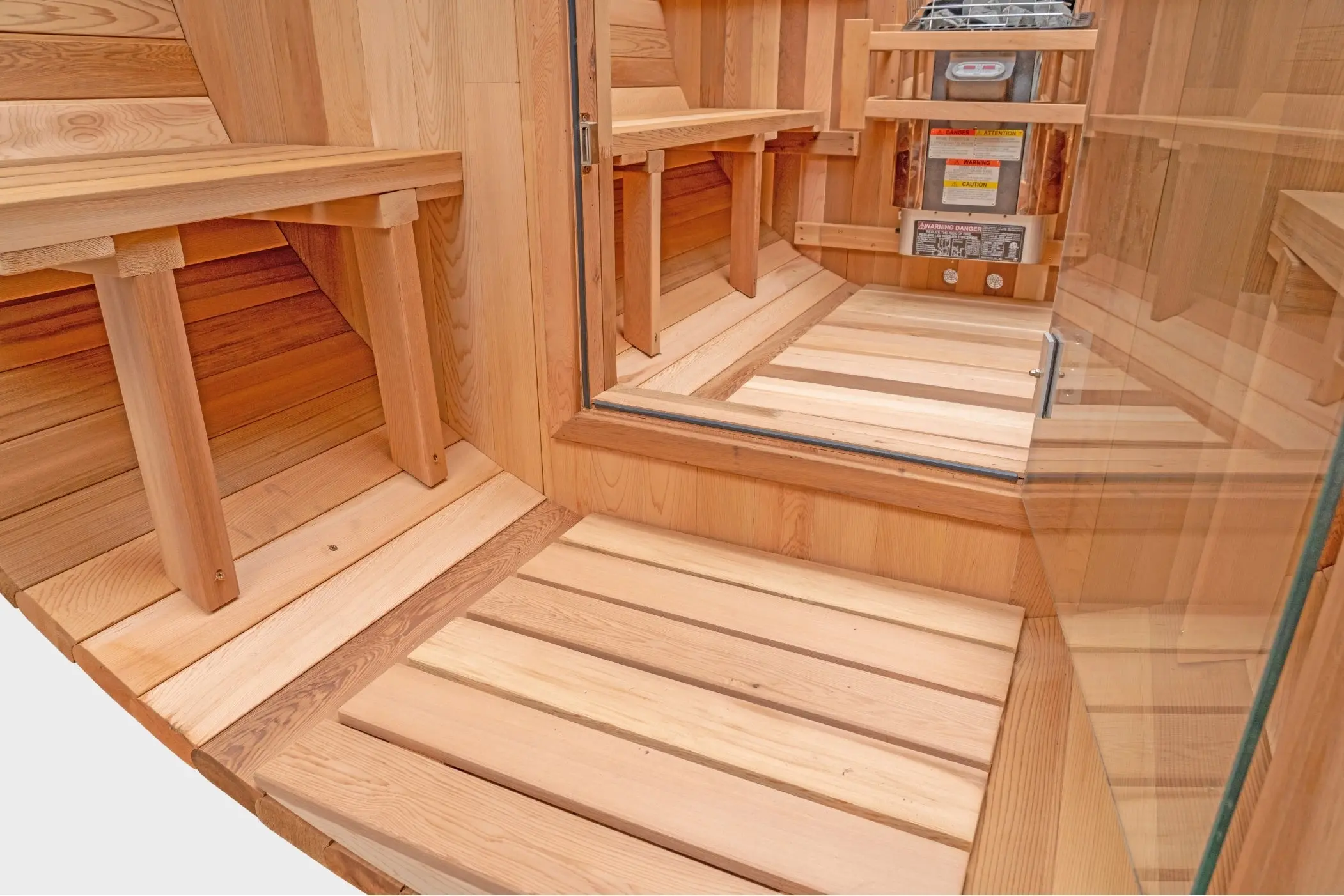 8 FT Classic Red Cedar Barrel Sauna with Porch - 4-6 Person - Image 16