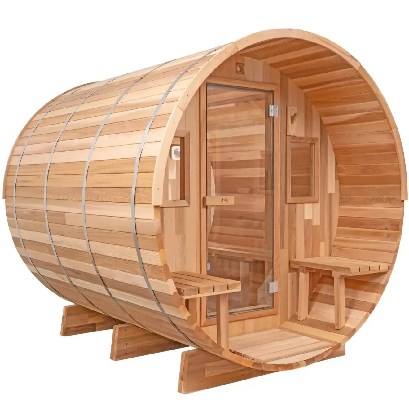 8 FT Classic Red Cedar Barrel Sauna with Porch - 4-6 Person - Image 19