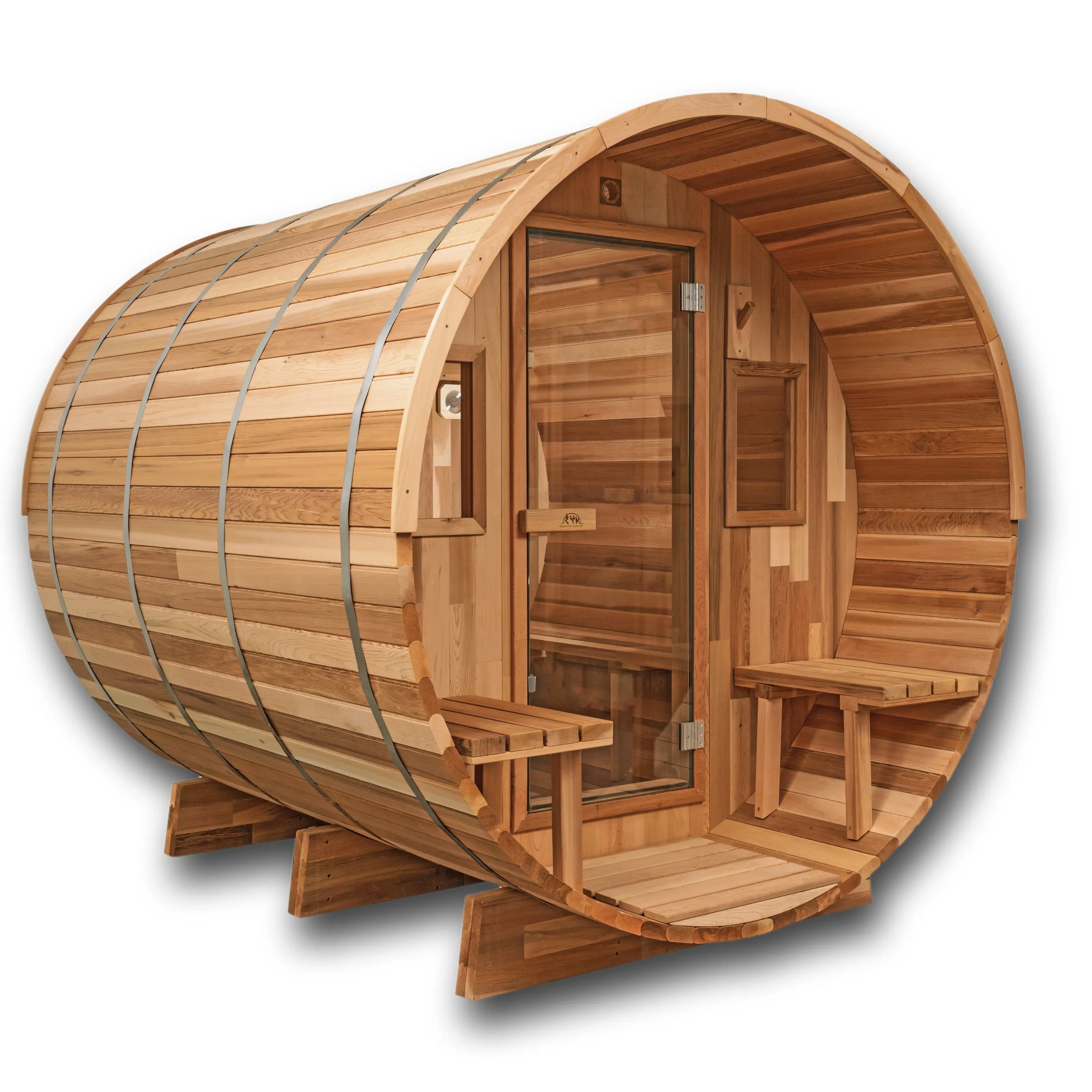 8 FT Classic Red Cedar Barrel Sauna with Porch - 4-6 Person - Image 22