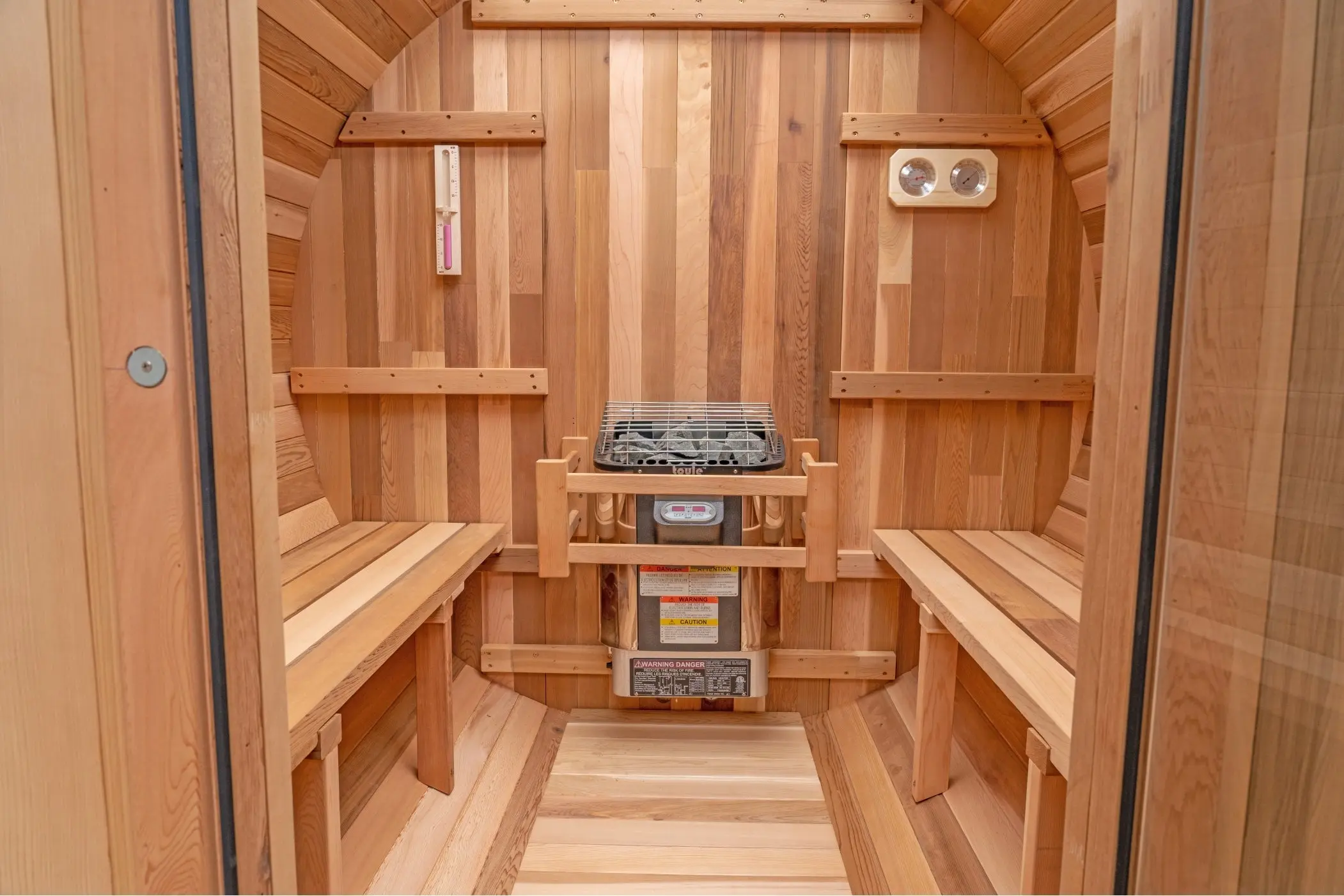 8 FT Classic Red Cedar Barrel Sauna with Porch - 4-6 Person - Image 9