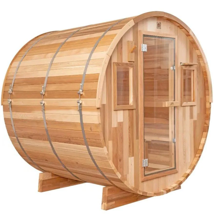 6 FT Classic Red Cedar Barrel Sauna - 4-6 Person - Image 3