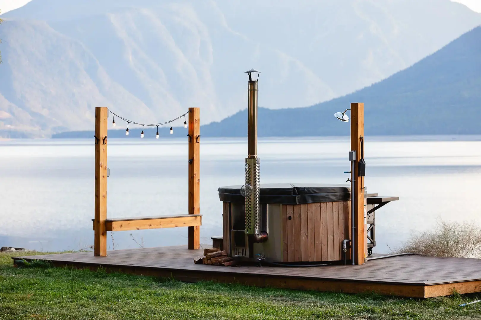 Deluxe Wood Fired Hot Tub With Liner - Limited Black Edition - Image 10