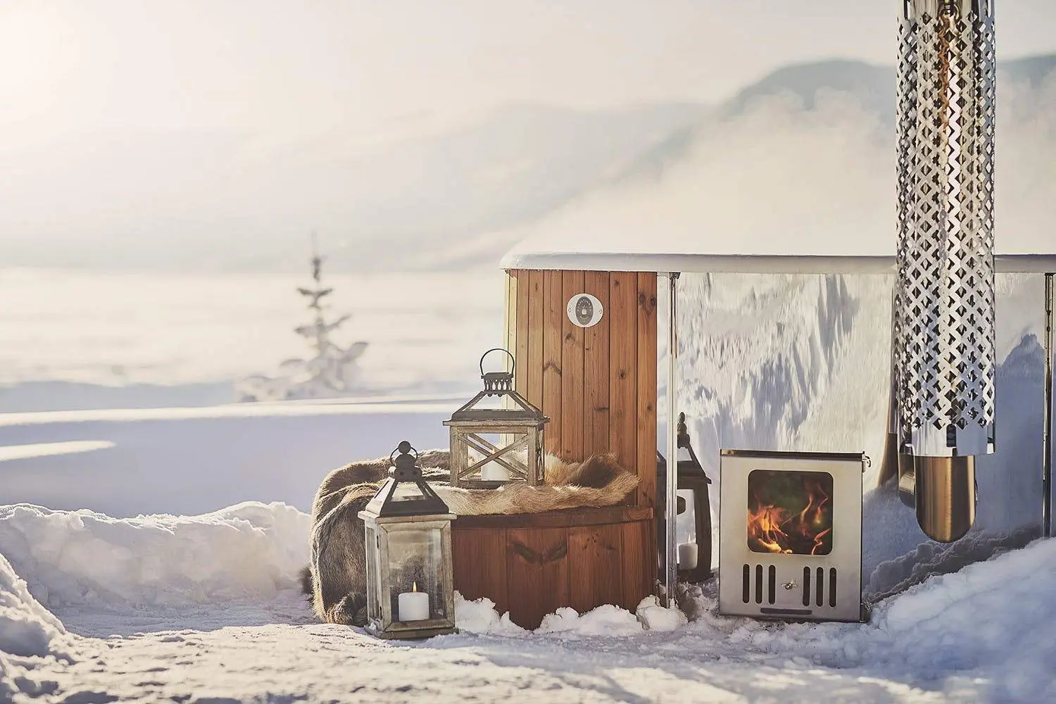 Deluxe Wood Fired Hot Tub With Liner - Limited Black Edition - Image 12