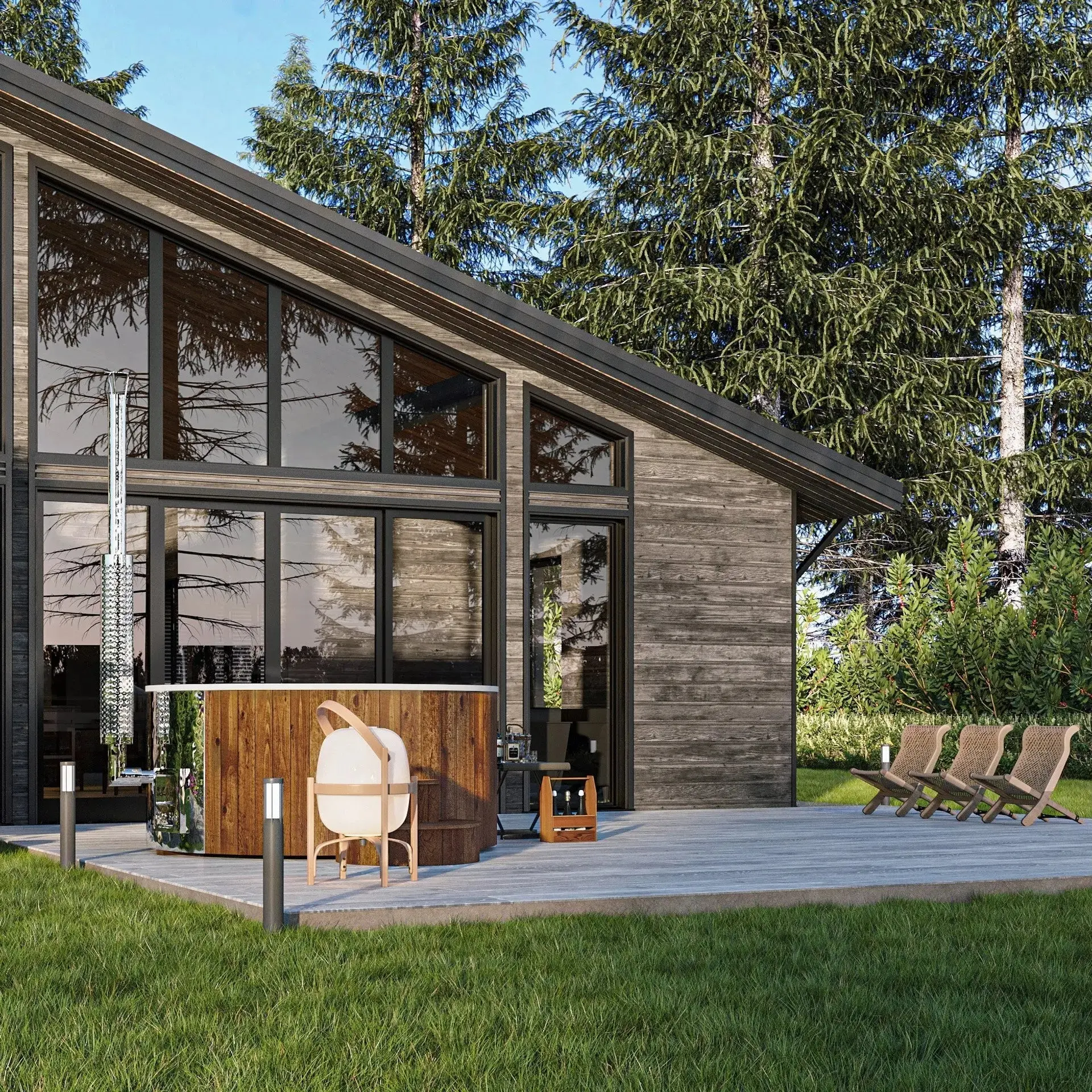 Deluxe Wood Fired Hot Tub With Liner - Limited Black Edition - Image 23