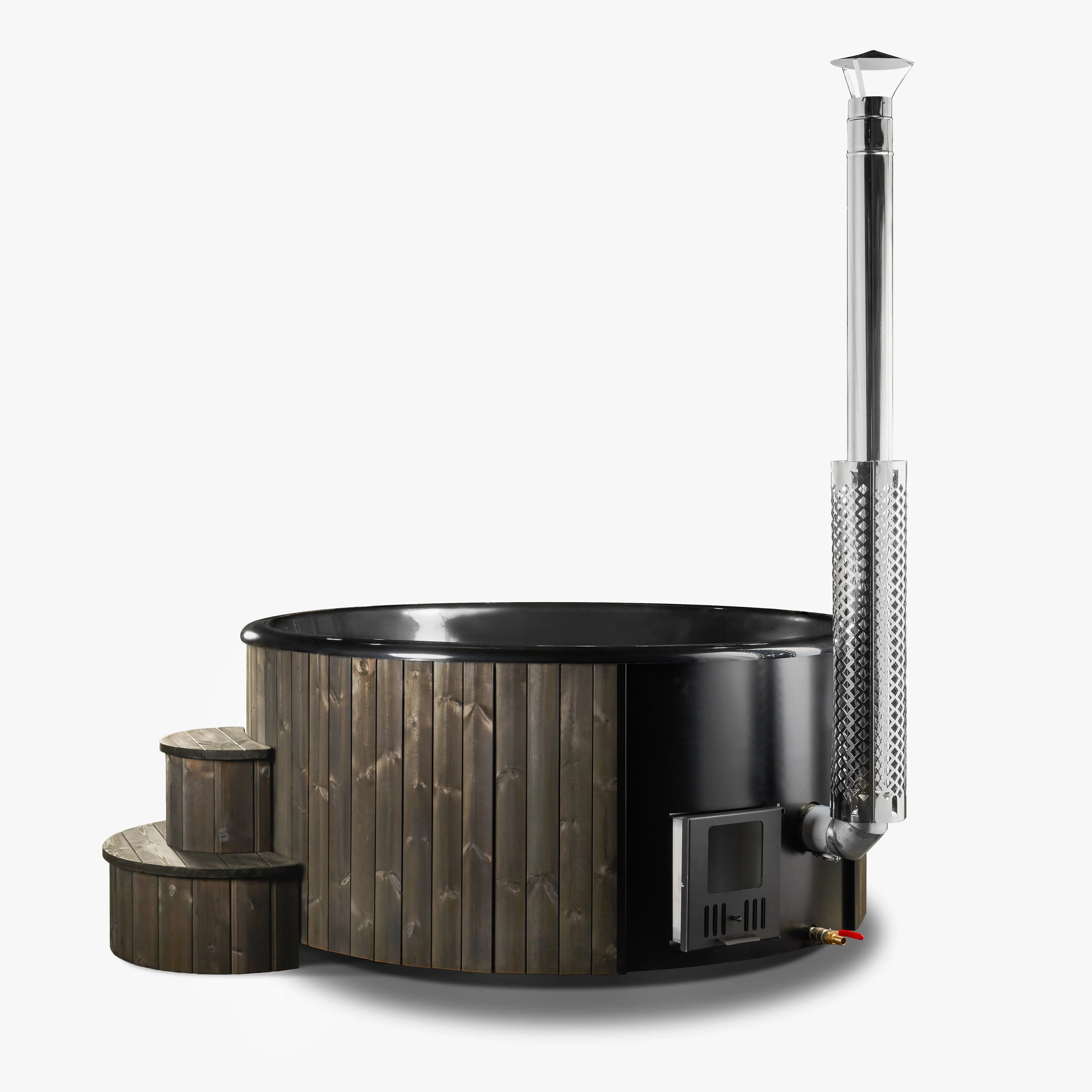 Deluxe Wood Fired Hot Tub With Liner - Limited Black Edition - Image 27