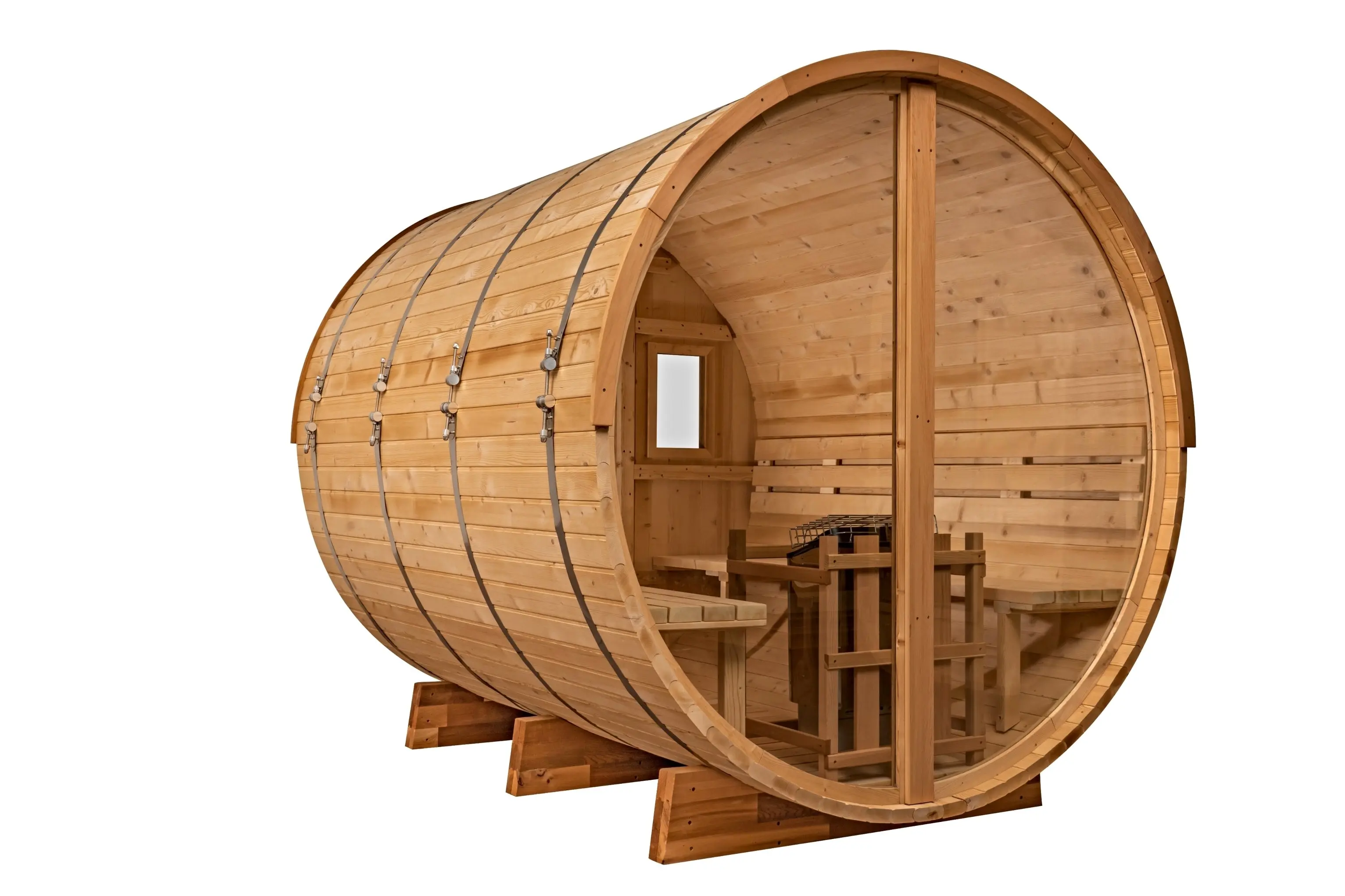 8 Ft Classic Thermowood Scenic View Barrel Sauna - 6-8 Person - Image 21